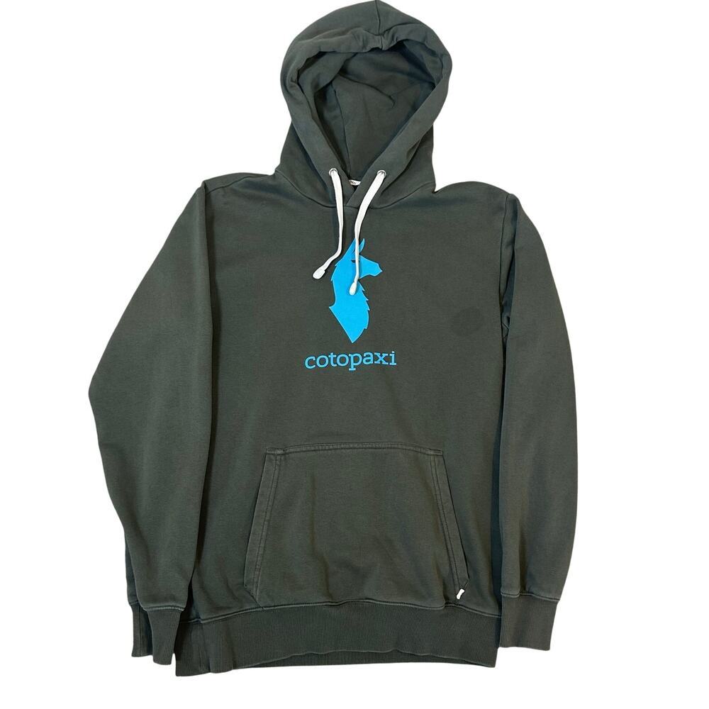 Cotopaxi llama logo men's green logo hoodie woods color sweatshirt size S